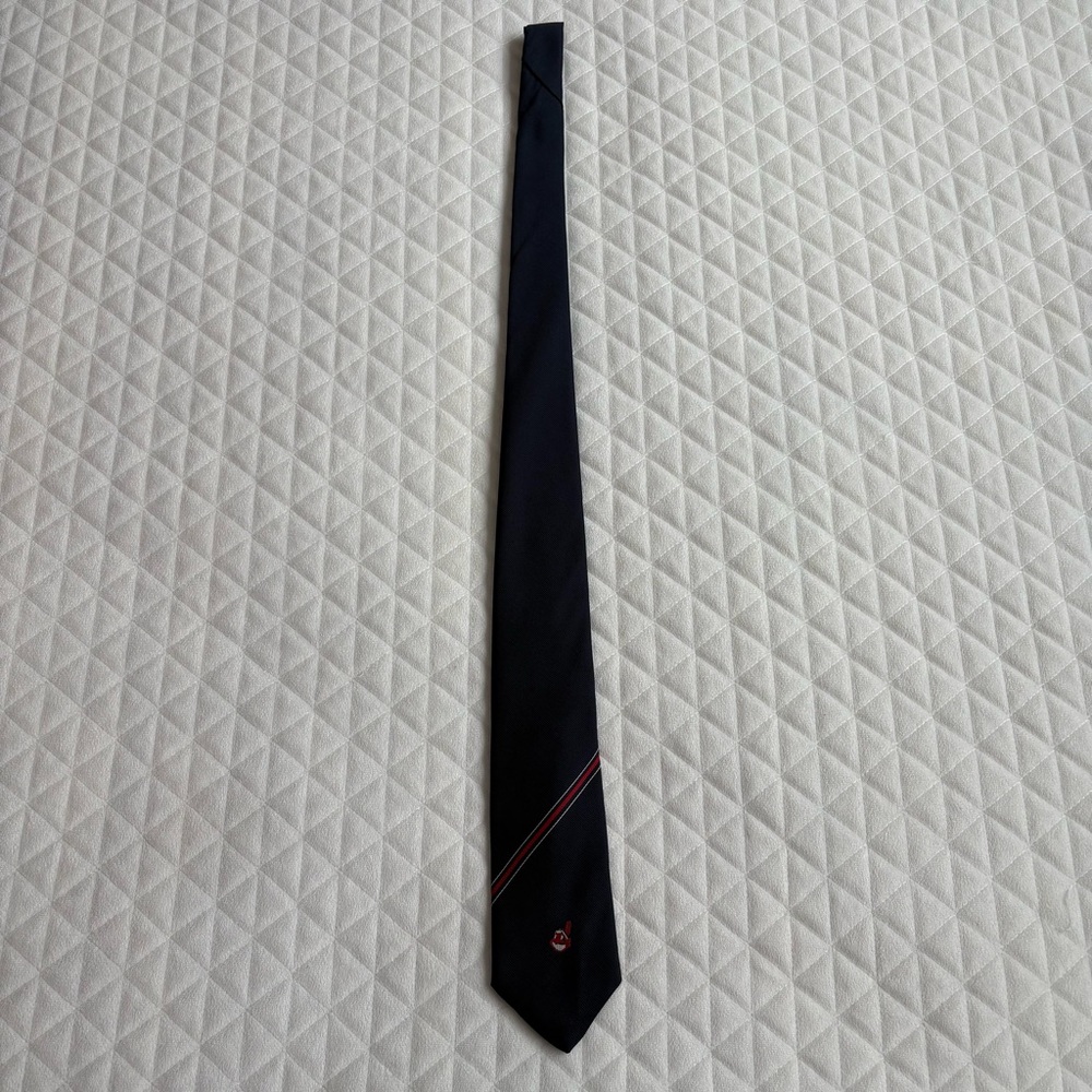 Vintage Cleveland Indians Guardian Navy Blue Men's Neck Tie Chief Wahoo USA Made